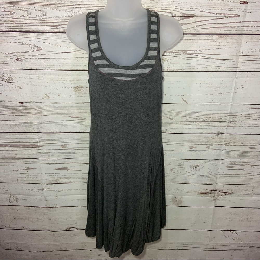 Athleta Reversible Gray Stripped Dress Sz S